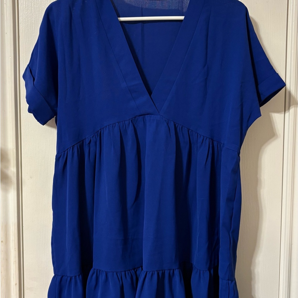 SHEIN Royal Blue V-Neck Midi Dress